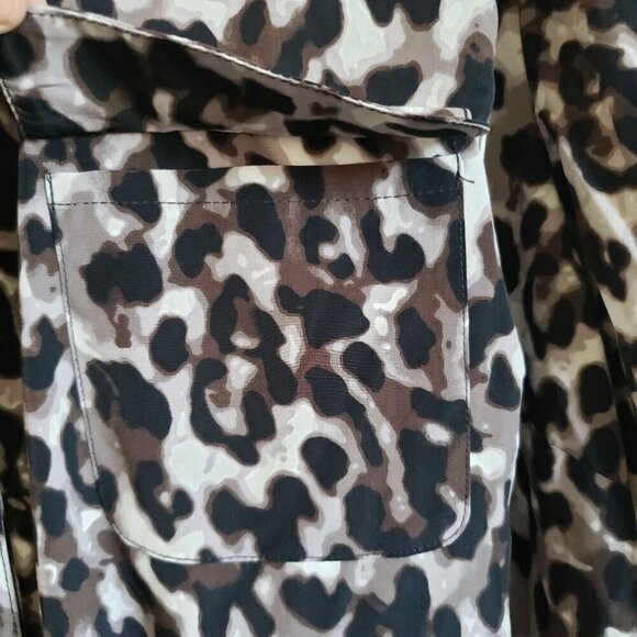 Style & Co Leopard Print Button Front Roll Tab Sleeve Top Black Brown Women's 3X - Picture 6 of 12